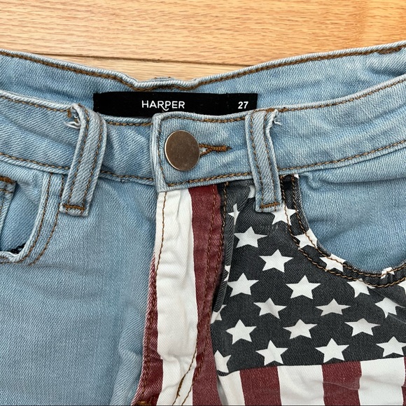 Harper American Flag Jean Shorts - Picture 2 of 4